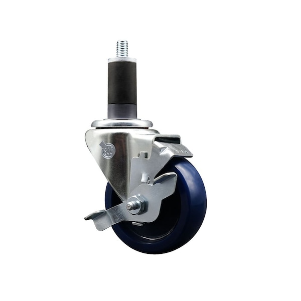 Service Caster 3.5'' Solid Poly Swivel 1-1/4'' Expanding Stem Caster with Brake SCC-EX20S3514-SPUS-TLB-114 - main